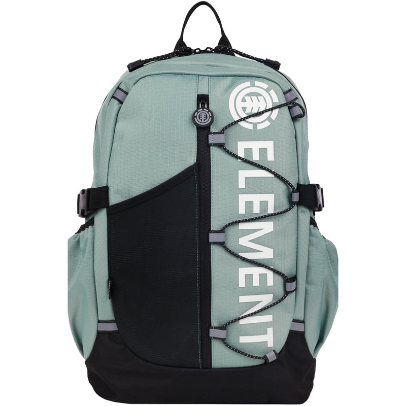 Element Backpack, Vertical Logo Skate Pack, Multi - Compartment Storage, Reflective Bungee Cord, Sage