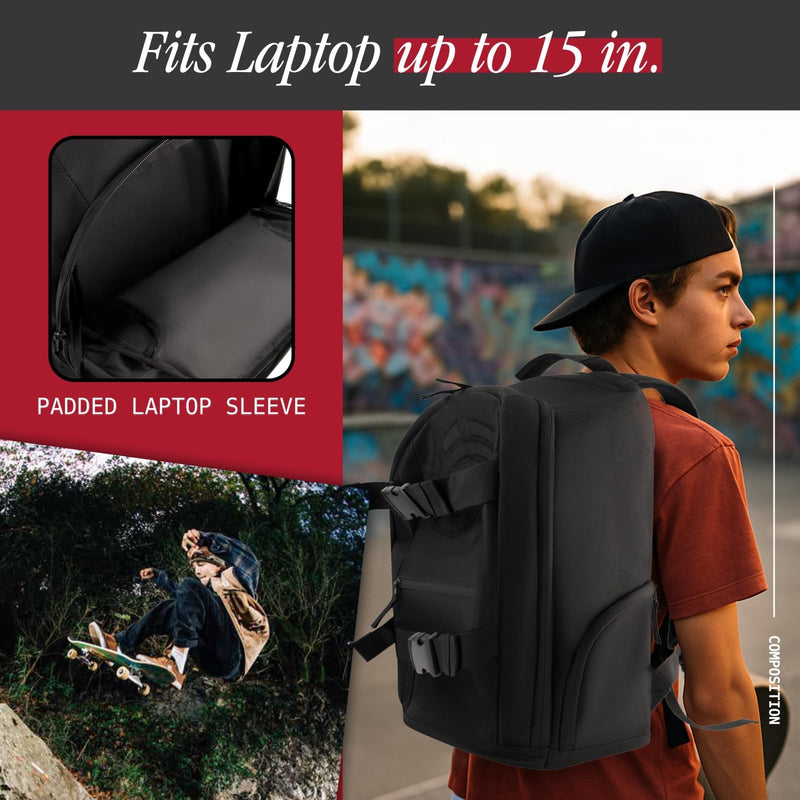 Element Mohave Backpack, 15 Inch Laptop Bag, Padded Computer Bag for Commute or Travel, Black