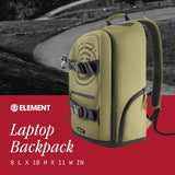 Element Mohave Backpack, 15 Inch Laptop Bag, Padded Computer Bag for Commute or Travel, Green