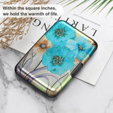 ELFISH Mini RFID Aluminum Wallet Credit Cards Holder Business Card Case Metal ID Case for Men Women(Blue Flower)