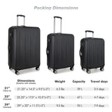 Elite Luggage Expandable Hardside Spinner Luggage,TSA Lock, Black, 3 - Piece