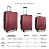 Elite Luggage Expandable Hardside Spinner Luggage,TSA Lock, Burgundy, 3 - Piece