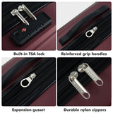 Elite Luggage Expandable Hardside Spinner Luggage,TSA Lock, Burgundy, 3 - Piece