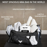 Elite Sports Monster MMA Duffel Bag – Large 44L Cordura Sports Bag w/Mesh Shoe Compartment & Adjustable Strap – MMA, BJJ, Martial Arts Gear – Fits Gi, Headgear, Shin Guards, Rash Guards & More