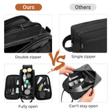 Elviros Toiletry Bag for Men, Large Travel Shaving Dopp Kit Water - resistant Bathroom Toiletries Organizer PU Leather Cosmetic Bags Fathers Day Gift(Medium, Black)