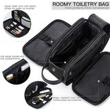 Elviros Toiletry Bag for Men, Large Travel Shaving Dopp Kit Water - resistant Bathroom Toiletries Organizer PU Leather Cosmetic Bags Fathers Day Gift(Medium, Black)