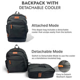 EMBUR Diaper Bag Backpack with Detachable Insulated Cooler – Waterproof, Lightweight Baby Bag with Multi - Compartments, Stroller Straps, Changing Pad, Large Capacity, Ice Packs Included