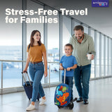 emissary Kids Luggage with Wheels, Hardside Toddler Carry On Suitcase Set, Lightweight Rolling Travel Bag for Boys and Girls, Airline Approved Travel Gifts - Scooter Ride - On/Blue