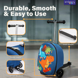 emissary Kids Luggage with Wheels, Hardside Toddler Carry On Suitcase Set, Lightweight Rolling Travel Bag for Boys and Girls, Airline Approved Travel Gifts - Scooter Ride - On/Blue