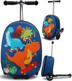 emissary Kids Luggage with Wheels, Hardside Toddler Carry On Suitcase Set, Lightweight Rolling Travel Bag for Boys and Girls, Airline Approved Travel Gifts - Scooter Ride - On/Blue