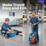 emissary Kids Luggage with Wheels, Hardside Toddler Carry On Suitcase Set, Lightweight Rolling Travel Bag for Boys and Girls, Airline Approved Travel Gifts - Scooter Ride - On/Blue