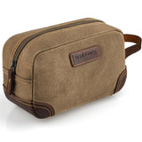 Emissary Men's Leather and Canvas Travel Toiletry Bag, Dopp Kit, Travel Bathroom Bag, Shaving Kit, Small Bags for Travel Accessories (Brown)