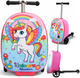 emissary Scooter Luggage for Kids – Ride - On Suitcase, Scooter Ride Luggage, Lightweight Carry - On Suitcase Kid Travel Bag (Pink)