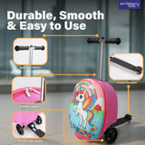 emissary Scooter Luggage for Kids – Ride - On Suitcase, Scooter Ride Luggage, Lightweight Carry - On Suitcase Kid Travel Bag (Pink)