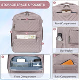 EMPSIGN Carry on Travel Backpack for Women & Men, 17 inch Large TSA Friendly Laptop Backpack with USB Port, Airline Approved Carry On Luggage, Travel Essentials, Weekender Overnight Bags, Grey Pink