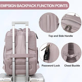 EMPSIGN Carry on Travel Backpack for Women & Men, 17 inch Large TSA Friendly Laptop Backpack with USB Port, Airline Approved Carry On Luggage, Travel Essentials, Weekender Overnight Bags, Grey Pink