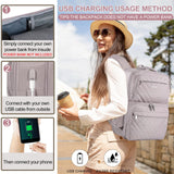 EMPSIGN Carry on Travel Backpack for Women & Men, 17 inch Large TSA Friendly Laptop Backpack with USB Port, Airline Approved Carry On Luggage, Travel Essentials, Weekender Overnight Bags, Grey Pink