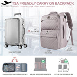 EMPSIGN Carry on Travel Backpack for Women & Men, 17 inch Large TSA Friendly Laptop Backpack with USB Port, Airline Approved Carry On Luggage, Travel Essentials, Weekender Overnight Bags, Grey Pink