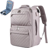 EMPSIGN Carry on Travel Backpack for Women & Men, 17 inch Large TSA Friendly Laptop Backpack with USB Port, Airline Approved Carry On Luggage, Travel Essentials, Weekender Overnight Bags, Grey Pink
