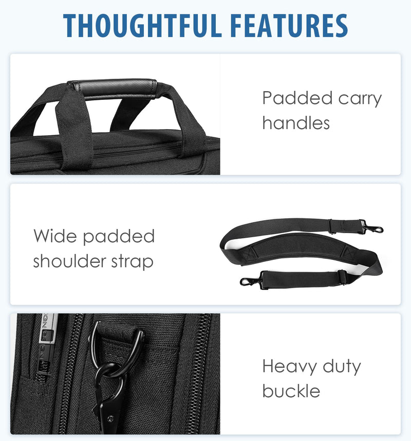 EMPSIGN Laptop Case Briefcase, 17.3 Inch Laptop Bag Expandable Messenger Bag for Men & Women Water Repellent, RFID Blocking Shoulder Bag Canvas Bag for Work, Business Travel