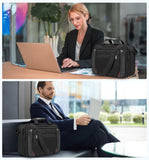EMPSIGN Laptop Case Briefcase, 17.3 Inch Laptop Bag Expandable Messenger Bag for Men & Women Water Repellent, RFID Blocking Shoulder Bag Canvas Bag for Work, Business Travel