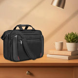 EMPSIGN Laptop Case Briefcase, 17.3 Inch Laptop Bag Expandable Messenger Bag for Men & Women Water Repellent, RFID Blocking Shoulder Bag Canvas Bag for Work, Business Travel