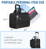 EMPSIGN Rolling Briefcase Laptop Bag,17.3" Computer bag with wheels, Water Repellent Travel Roller Underseat Bag with RFID Blocking Pocket,Rolling Work Bags for women/men - Black