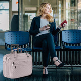 EMPSIGN Rolling Laptop Bag Women with Wheels, Briefcase for Women Fits Up to 15.6 Inch Laptop Briefcase on Wheels, Water - Repellent Overnight Rolling Computer Bag with RFID Pockets, Grey Pink
