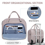 EMPSIGN Rolling Laptop Bag Women with Wheels, Briefcase for Women Fits Up to 15.6 Inch Laptop Briefcase on Wheels, Water - Repellent Overnight Rolling Computer Bag with RFID Pockets, Grey Pink
