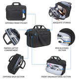 EMPSIGN Stylish Laptop Bag Briefcase, 17.3 Inch Laptop Case Expandable Messenger Bag for Men Water Repellent, RFID Blocking Office Carrying Shoulder Bag for Work Business Travel - Black
