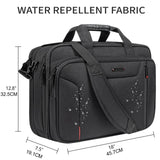 EMPSIGN Stylish Laptop Bag Briefcase, 17.3 Inch Laptop Case Expandable Messenger Bag for Men Water Repellent, RFID Blocking Office Carrying Shoulder Bag for Work Business Travel - Black