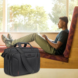 EMPSIGN Stylish Laptop Bag Briefcase, 17.3 Inch Laptop Case Expandable Messenger Bag for Men Water Repellent, RFID Blocking Office Carrying Shoulder Bag for Work Business Travel - Black