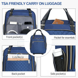 EMPSIGN Underseat Carry On Wheeled - 16" Carry on Bag with Wheels Multi - functional Lightweight Rolling Bag Overnight Weekender Small Suitcase for Women Men Travel Business, Haze Blue - Gold Zipper