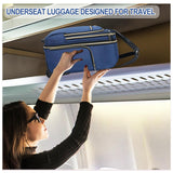 EMPSIGN Underseat Carry On Wheeled - 16" Carry on Bag with Wheels Multi - functional Lightweight Rolling Bag Overnight Weekender Small Suitcase for Women Men Travel Business, Haze Blue - Gold Zipper