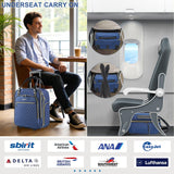 EMPSIGN Underseat Carry On Wheeled - 16" Carry on Bag with Wheels Multi - functional Lightweight Rolling Bag Overnight Weekender Small Suitcase for Women Men Travel Business, Haze Blue - Gold Zipper