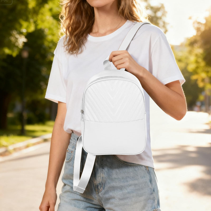 Energather Womens Backpack, PU Leather Backpack Purse Mini Backpacks, Elegant Small Backpacks for Women with Adjustable Strap (white)