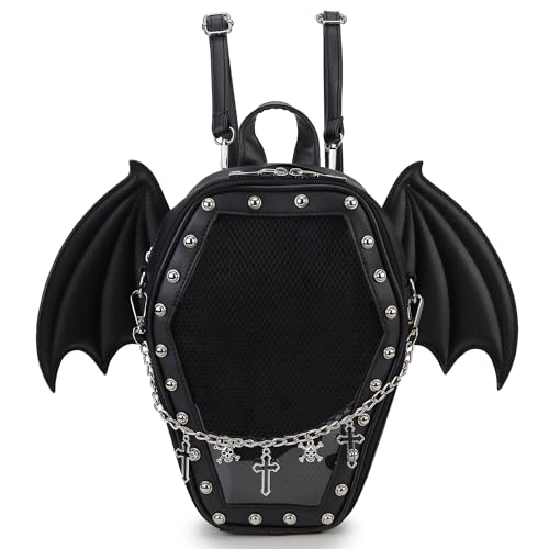 ENJOININ Gothic Coffin Shape Purses and Handbags for Women Halloween Shoulder Bag Ita Backpack Purse with Wings 2 Way | Backpacks4Less