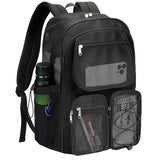 enttgo Heavy Duty Mesh Backpack for School Mesh Bookbag See Through for Beach, Travel(Black-L)
