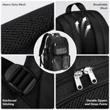enttgo Heavy Duty Mesh Backpack for School Mesh Bookbag See Through for Beach, Travel(Black-L)