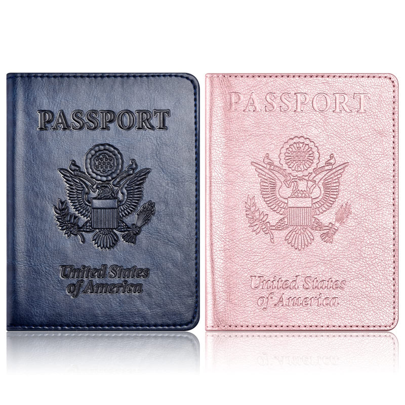 Eoehro Passport Holder for Travel Essentials - 2Pack, Passport Wallet Cover Case for Travel Must Haves Accessories,Passport Book Holders for Women and Men