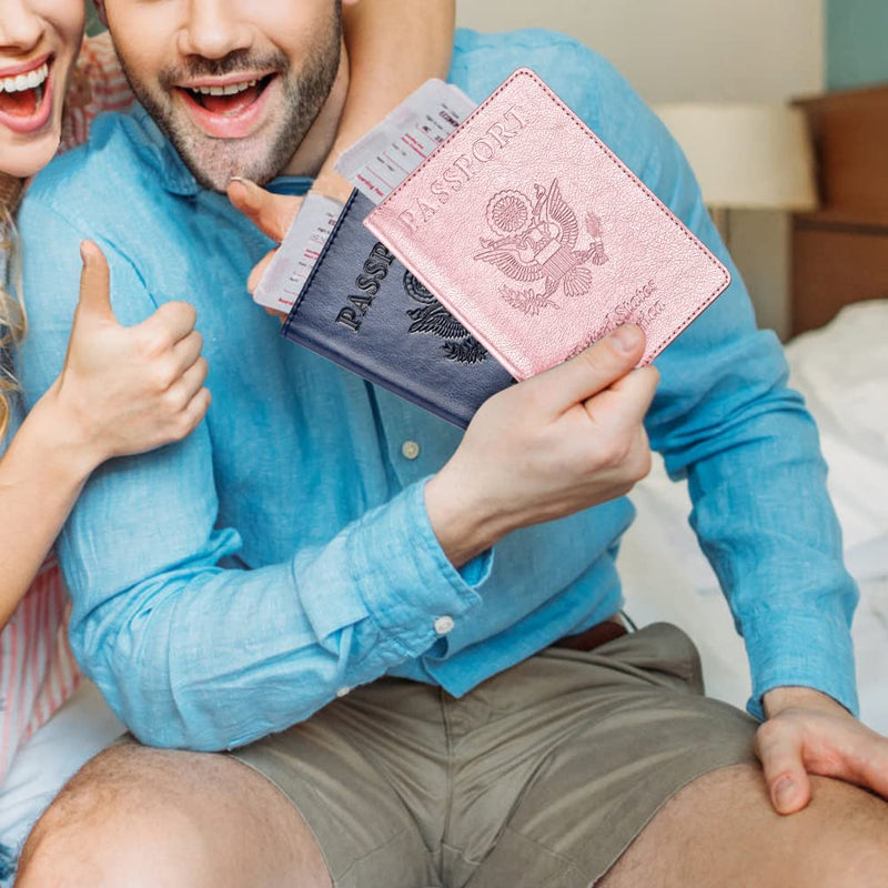 Eoehro Passport Holder for Travel Essentials - 2Pack, Passport Wallet Cover Case for Travel Must Haves Accessories,Passport Book Holders for Women and Men