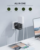 EPICKA 35W Universal Travel Adapter with 2 AC Outlet, European Travel Plug Adapter with PD Fast Charging, 6 - Port (2 AC/2 USB - C/3 USB - A) International Power Adapter - Travel Essentials (TA - 205, Black)