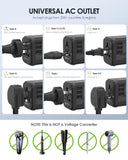 EPICKA 35W Universal Travel Adapter with 2 AC Outlet, European Travel Plug Adapter with PD Fast Charging, 6 - Port (2 AC/2 USB - C/3 USB - A) International Power Adapter - Travel Essentials (TA - 205, Black)