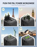 EPICKA 35W Universal Travel Adapter with 2 AC Outlet, European Travel Plug Adapter with PD Fast Charging, 6 - Port (2 AC/2 USB - C/3 USB - A) International Power Adapter - Travel Essentials (TA - 205, Black)