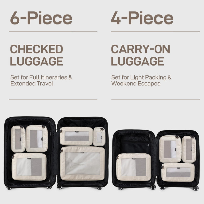 EPICKA TripCozy Compression Packing Cubes - 4 Set Durable Travel Organizer Bags with Mesh Top, Expandable Travel Accessories for Carry on, Luggage, Suitcase, Backpack (Beige)