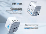 EPICKA Universal Travel Adapter, European Travel Plug Adapter - International Power Adapter Worldwide Charger with USB - C & 4 USB - A Ports, Travel Essentials for Italy, Japan, Europe, UK (TA - 105, White)
