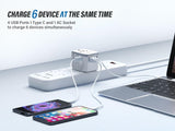 EPICKA Universal Travel Adapter, European Travel Plug Adapter - International Power Adapter Worldwide Charger with USB - C & 4 USB - A Ports, Travel Essentials for Italy, Japan, Europe, UK (TA - 105, White)