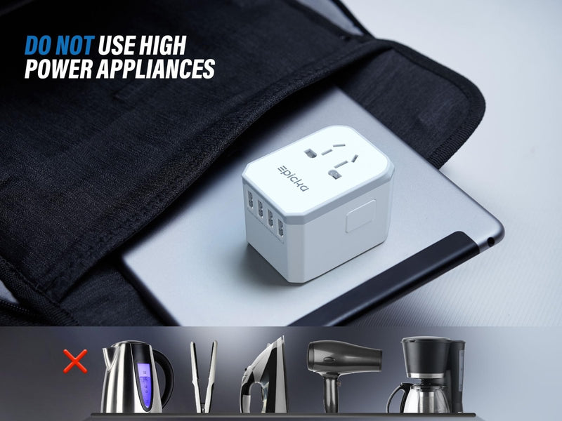 EPICKA Universal Travel Adapter, European Travel Plug Adapter - International Power Adapter Worldwide Charger with USB - C & 4 USB - A Ports, Travel Essentials for Italy, Japan, Europe, UK (TA - 105, White)