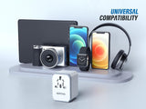 EPICKA Universal Travel Adapter, European Travel Plug Adapter - International Power Adapter Worldwide Charger with USB - C & 4 USB - A Ports, Travel Essentials for Italy, Japan, Europe, UK (TA - 105, White)