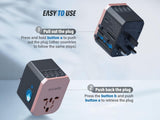 EPICKA Universal Travel Adapter, European Travel Plug Adapter - International Power Adapter Worldwide Charger with USB - C & 4 USB - A Ports, Travel Essentials for Italy, UK, Japan (TA - 105, Rose Gold)